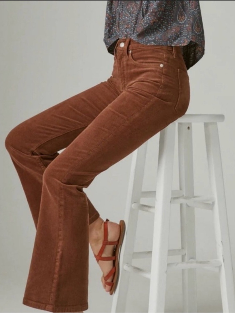 Lucky Brand High Rise Flare Tan Corduroy Pant